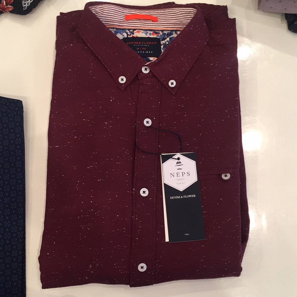 NEW DENIM AND FLOWER LONGSLEEVE BUTTONDOWN